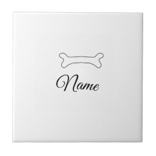 Dog bone add dog name photo custom personalized tile