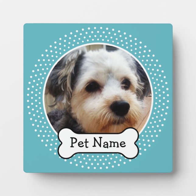 Dog Bone and Blue Polka Dot Pet Photo Frame (Front)
