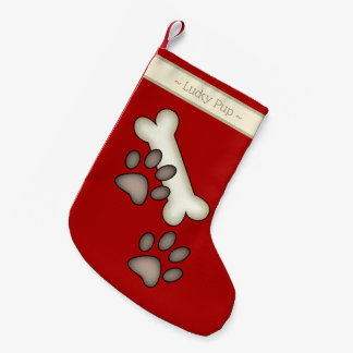 Dog Bone And Muddy Paw Print Small Christmas Stocking