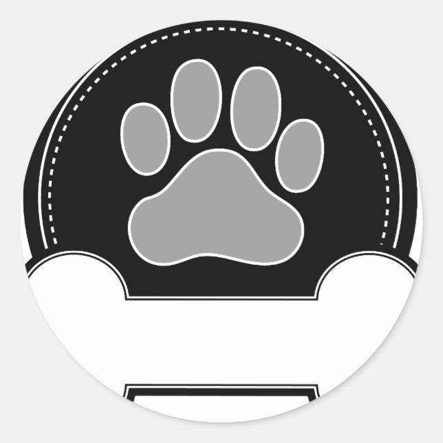 Dog Bone and Paw Classic Round Sticker (Front)