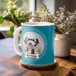Dog Bone and Polka Dot Pet Photo Frame - Blue Coffee Mug<br><div class="desc">A fun way to display a photo of your favourite pet. The polka dot border frames a cute picture and the dog name is inside of a cartoon dog bone. Add your favourite puppy picture and make a cute keepsake of the family pets.</div>