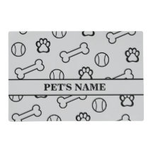Dog Bone and Tennis Ball Pattern Placemat