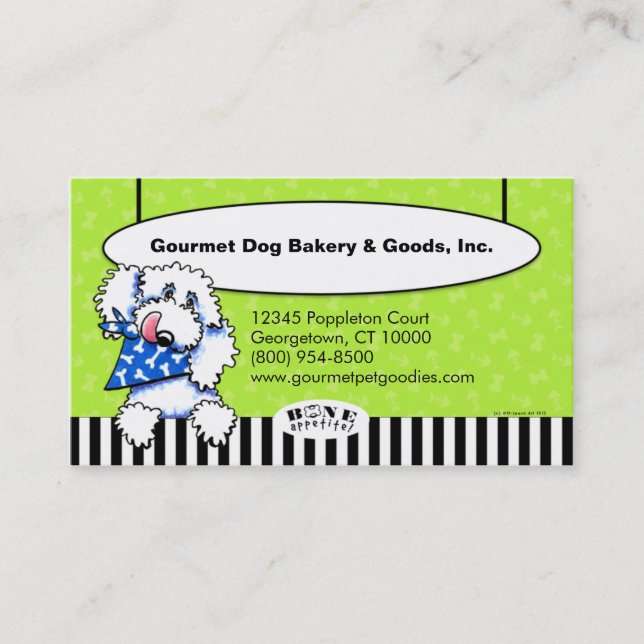 Dog Bone Appetit! Specialty Pet Foods Olive Business Card (Front)