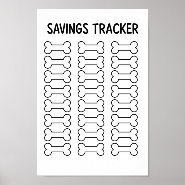 Dog Bone Collection Savings Challenge Tracker Poster (Front)