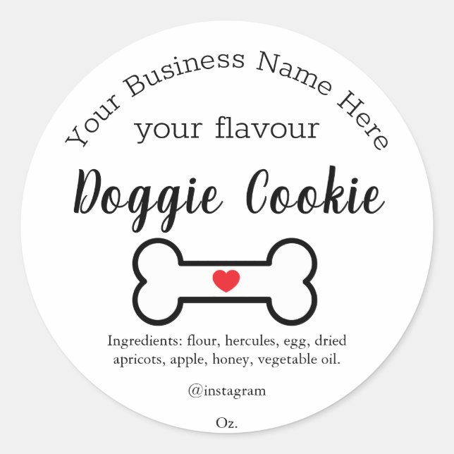 Dog bone Custom doggie cookie Classic Round Sticker (Front)