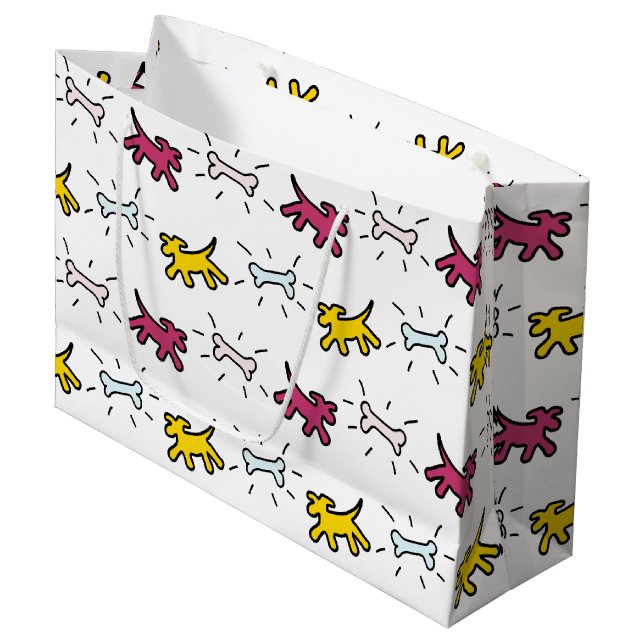 Dog Bone Graffiti Style Choose Colour L Gift Bag 2 (Front Angled)