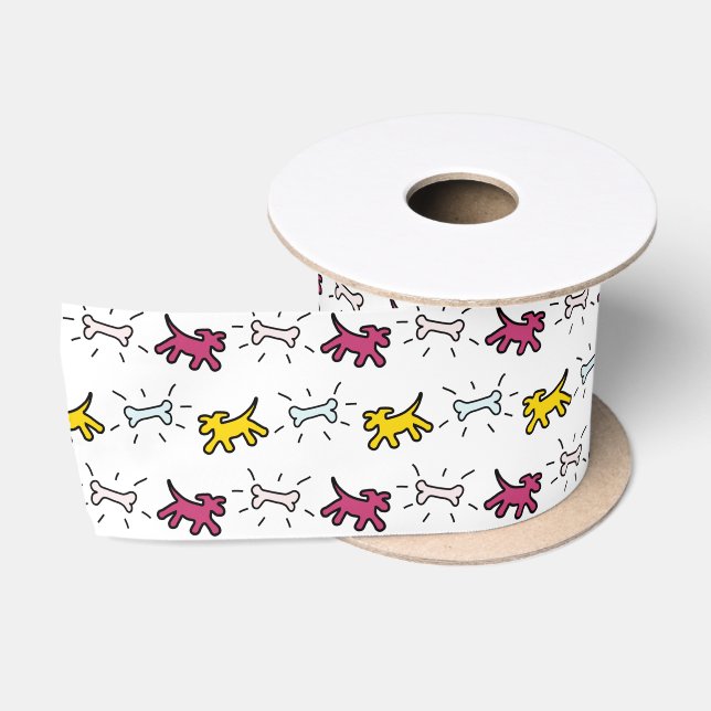 Dog Bone Graffiti Style Choose Colour L Ribbon 2 Satin Ribbon (Spool)