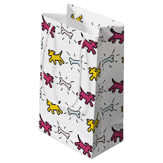 Dog Bone Graffiti Style Choose Colour M Gift Bag 2 (Back Angled)