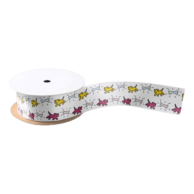 Dog Bone Graffiti Style Choose Colour Ribbon 2 Satin Ribbon (Spool)