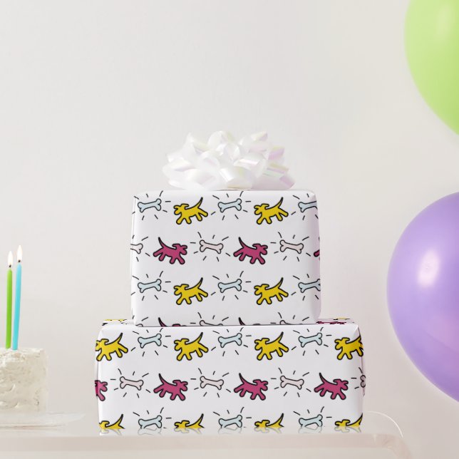 Dog Bone Graffiti Style Choose Colour Wrapping WP2 Paper (Party Gifts)