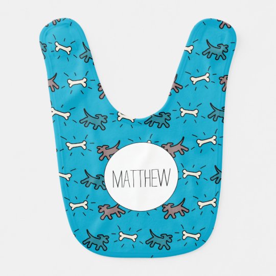 Dog Bone Graffiti Style Name Blue Baby Bib