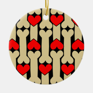  Dog Bone Hearts  Ceramic Ornament
