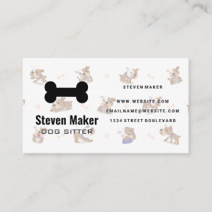 Dog Bone Logo   Dogs and Bone Pattern Business Card