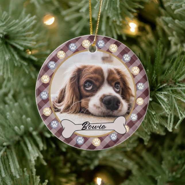 Dog Bone Name Paws Christmas |   Ceramic Ornament (Tree)