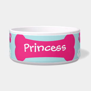 Dog Bone & Paw Prints Personalized Pet Dog Bowl