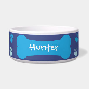 Dog Bone & Paw Prints Personalized Pet Dog Bowl