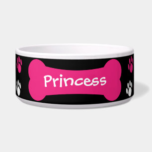 Dog Bone & Paw Prints Personalized Pet Dog Bowl