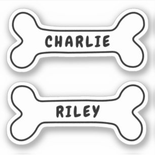 Dog bone personalized name stickers