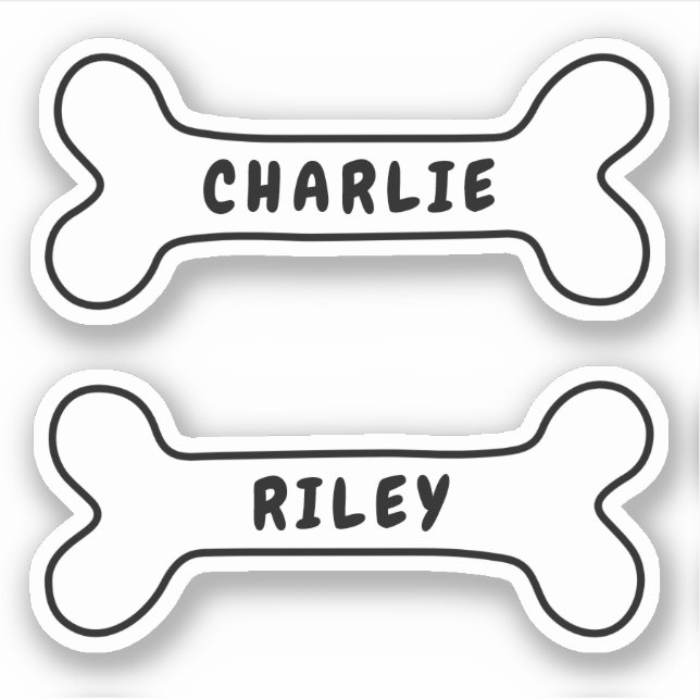 Dog bone personalized name stickers (Front)