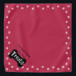 Dog Bone Pet Paw Cat Viva Magenta Treat Bandana<br><div class="desc">Style your pet with this adorable whimsical dog or cat bandana.  The colour is Viva Magenta with white paw prints and cute honest quote "I'm Just Here For The Treats."  Other colours and sizes available in my Zazzle store.</div>