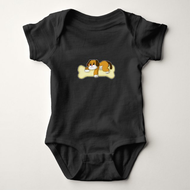 Dog Bone Sleeping Baby Bodysuit (Front)