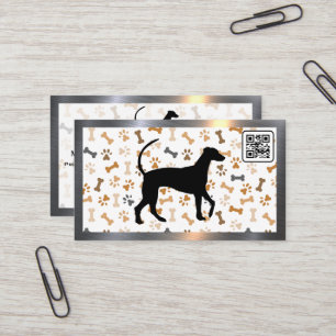 Dog Bones and Paws QR code Business Card