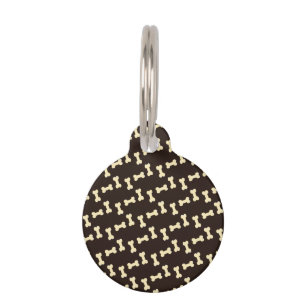 Dog bones on brown pattern pet tag