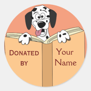 Dog Book Donation Stickers Personalized Name Text