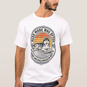 Dog Book Lover Shirt Vintage Engraving Husky Reade