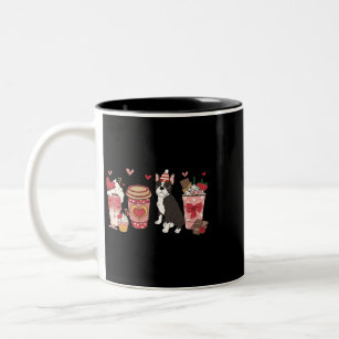 Dog Boston Terrier Valentines Day Dog Mom Coffee L Two-Tone Coffee Mug