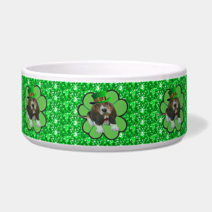 Dog Bowl Basset Hound St Patrick's Clover