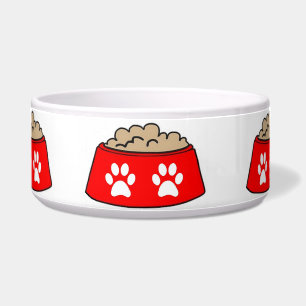 Dog Bowl Food Bowl, White Paws