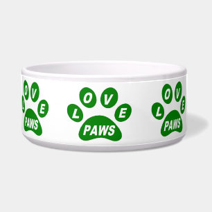 Dog Bowl Love Paws on Paws Green
