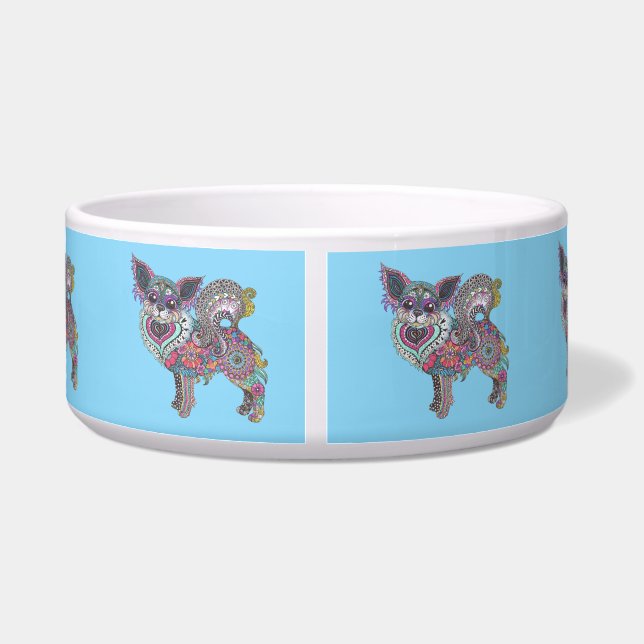 Dog Bowl with chihuahua artwork (Back)