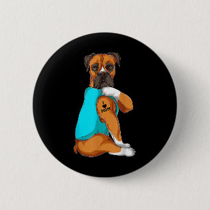 Dog Boxer I Love Mom Tattoo Apparel Dog Mom Gifts 2 Inch Round Button