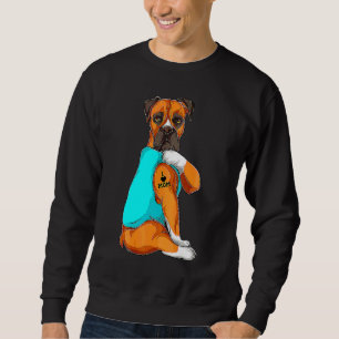 Dog Boxer I Love Mom Tattoo Dog Mom Mother's Day Sweatshirt
