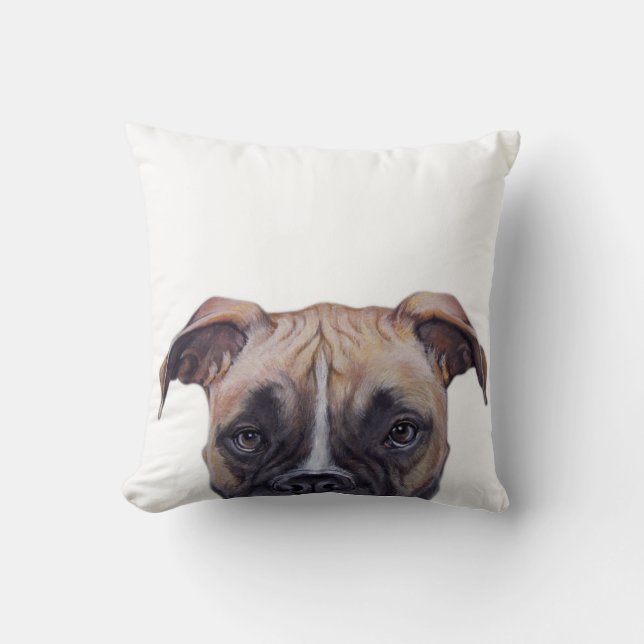 Dog boxer, original painting print by miart throw pillow (Front)