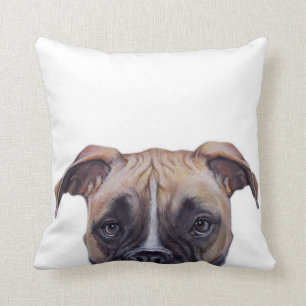 Dog boxer, original painting print by miart throw pillow