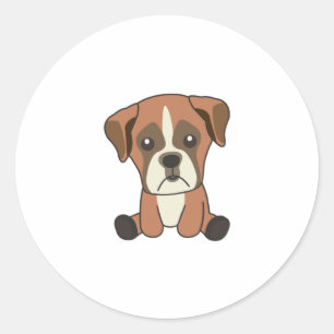 Dog Boxer Puppy Sweet Dogs For Kids Dog Friend Classic Round Sticker