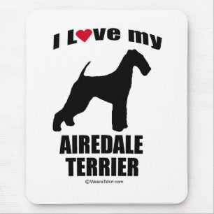 "DOG BREED" - AIREDALE TERRIER - "I LOVE MY AIREDA MOUSE PAD