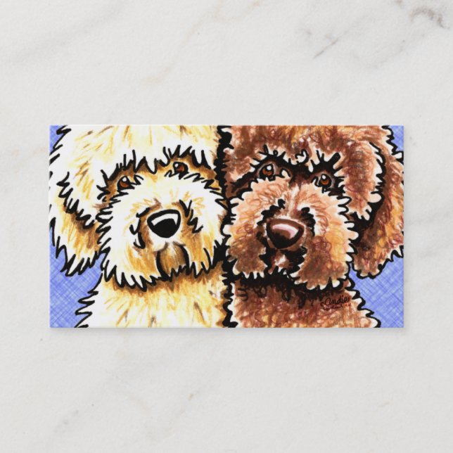 Dog Breeder Labradoodle Rescue Blue Canvas Business Card (Front)