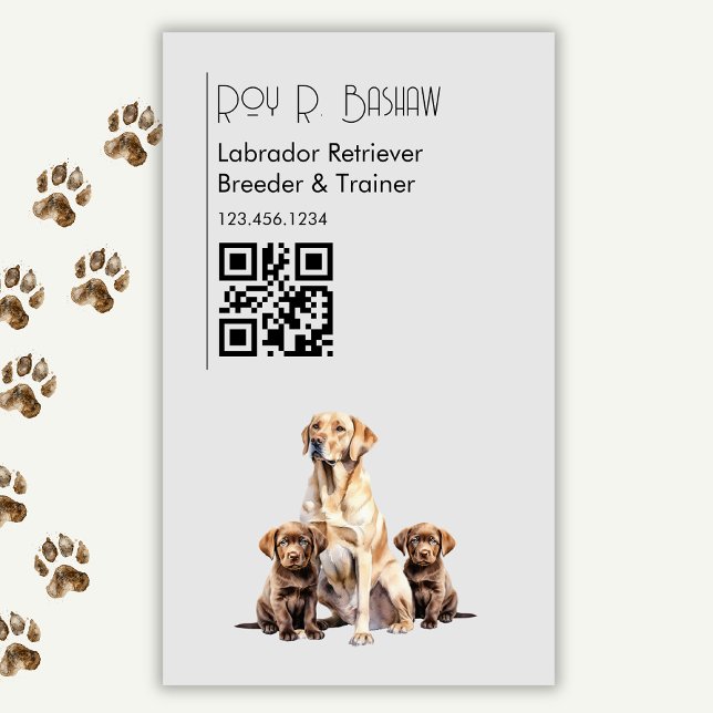 Dog Breeder Trainer Labrador Retriever QR Code  Magnetic Business Card (Creator Uploaded)