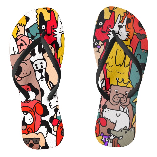 Dog Breeds Bright Colour Pattern     Flip Flops (Footbed)