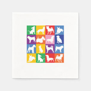 Dog Breeds Pop Art Retro Dogs Owner Pet Puppy Gift Napkin