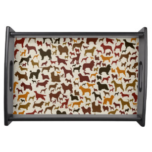 Dog breeds Silhouettes Pattern Serving Tray