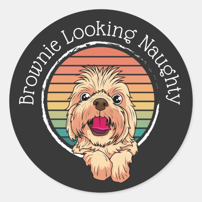 Dog Brownie Looking Naughty Classic Round Sticker (Front)