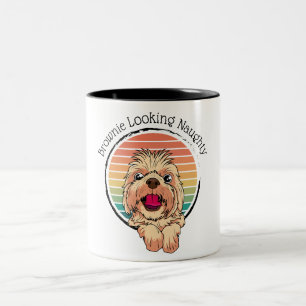 Dog Brownie Looking Naughty Two-Tone Coffee Mug