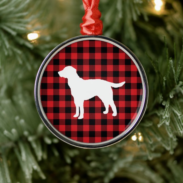 Dog Buffalo Check Mountain Metal Ornament (Tree)