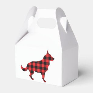 Dog Buffalo Plaid Design Favor Box