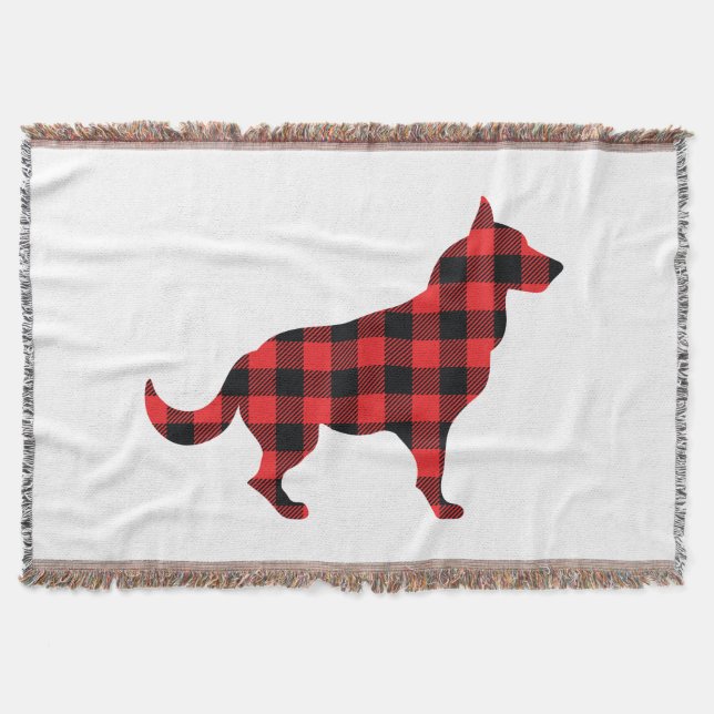 Dog Buffalo Plaid Design Throw Blanket (Front)